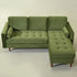 Tiziano Tufted 2-Piece Sectional Sofa – Green Velvet Reversible Chaise Couch with Accent Pillows | Mid-Century Modern L-Shaped Sofa | Kinwell Furniture