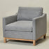 Goose Down Feathers Upholstered Armchair – Gray Square Arm Accent Chair | Plush Feather-Filled Chair | Kinwell Furniture | Cloud-Soft, Timeless Design