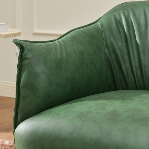 Kadar Leather Barrel Chair-Green Modern Leather Chair | Accent Chairs | Kinwell Furniture | Barrel Chairs