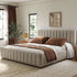 Agnes Linen Platform Bed - Beige / Gray Upholstered Bed | Queen & King Platform Beds | Kinwell Furniture | Modern Linen Bed Frames