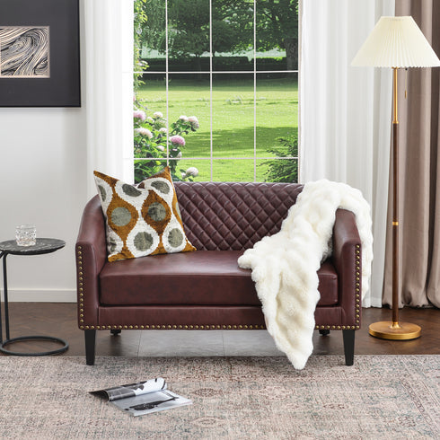 Logan Faux Leather Tufted Loveseat | Fabric Loveseat Couch | Kinwell Furniture | Modern Loveseats & Comfortable Loveseat Sofa Couches