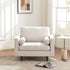 Tiziano Tufted Armchair – Ivory Linen Accent Chair with Pillows | Mid-Century Lounge Chair | Kinwell Furniture