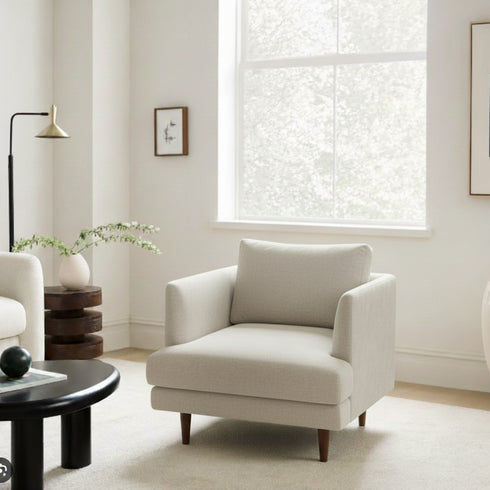 Upholstered Armchair – Gray Square Arm Accent Chair | Performance Fabric Armchair | Kinwell Furniture | Scandinavian, Timeless Design