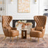 Letitia Faux Leather Wingback Chair - Camel Accent Chair | Decorative Faux Leather Chairs | Kinwell Furniture | Modern Wingback Accent Chairs