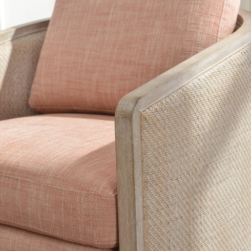 Claude Linen Swivel Cane Chair