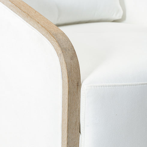 Barnett Swivel Barrel Chair - Pearl White Modern Swivel Chair | Swivel Accent Chairs | Kinwell Furniture | Swivel Armchairs