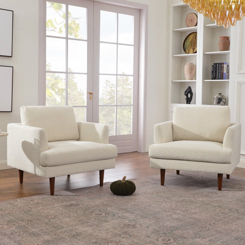 Upholstered Armchair – Cream Square Arm Accent Chair | Performance Fabric Armchair | Kinwell Furniture | Scandinavian, Timeless Design