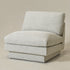 Linen Blend Down Feather Upholstered Accent Chair – Light Gray Modern Armless Slipper Chair | Plush Goose Down Filled Lounge Chair with Removable Cushions | Kinwell Furniture | Extra Wide Accent Chair