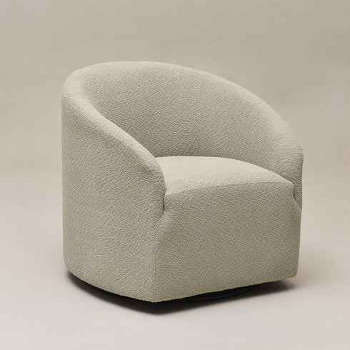 Susie Bouclé Swivel Barrel Chair - Modern Swivel Chair | Swivel Accent Chairs | Kinwell Furniture | Swivel Armchairs