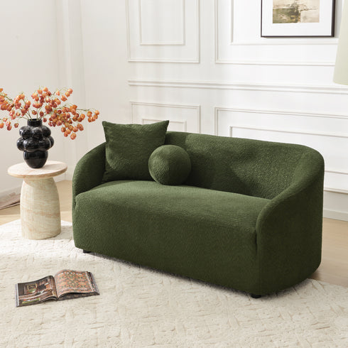 Susie Bouclé Loveseat in Green | Modern Green Bouclé Couch | Kinwell Furniture | Minimalist Loveseat for Small Rooms