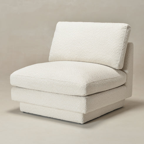 Montyne Bouclé Armless Chair - Comfortable Accent Chair | Side Chairs for Living Room | Kinwell Furniture | Oversize Accent Chairs & Large Accent Chairs