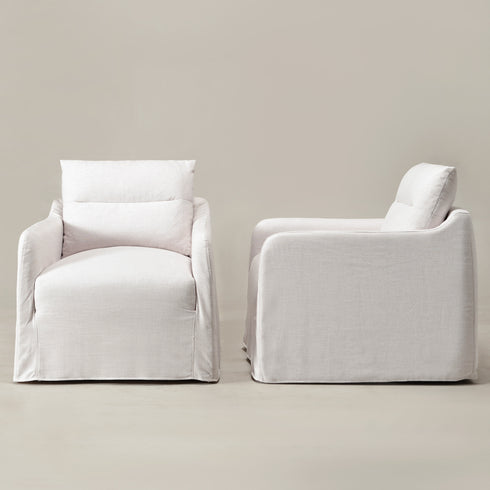 Clara Linen Slipcover Swivel Chair