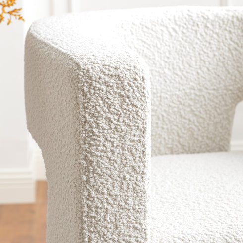 Herbert Modern Bouclé Armchair - Cream Top Rated Accent Chair | Accent Sitting Chairs | Kinwell Furniture | Modern Sitting Room Chairs