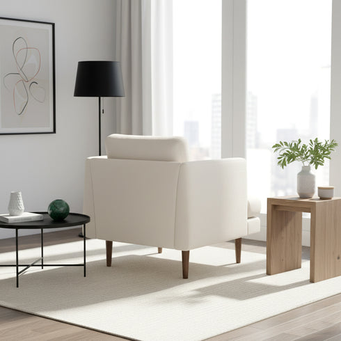 Upholstered Armchair – Ivory Square Arm Accent Chair | Performance Fabric Armchair | Kinwell Furniture | Scandinavian, Timeless Design