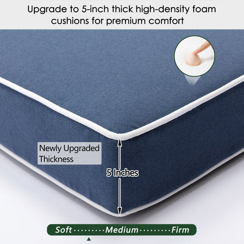 Ranu Extra Thick Outdoor Cushion Set – Blue Patio Chair Cushions | Outdoor Seat & Back Cushions | Weather-Resistant Outdoor Cushions | Kinwell Furniture