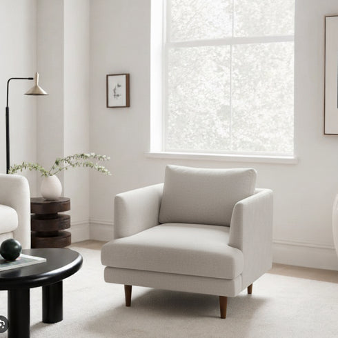 Upholstered Armchair – Gray Square Arm Accent Chair | Performance Fabric Armchair | Kinwell Furniture | Scandinavian, Timeless Design