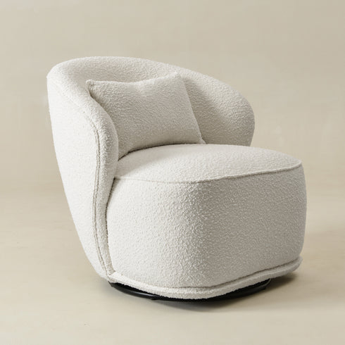 Laura Bouclé Swivel Barrel Chair - Modern Swivel Chair | Swivel Accent Chairs | Kinwell Furniture | Swivel