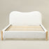 Dorothy Linen Platform Bed with Headboard – White Modern Upholstered Queen Bed Frame | Platform Beds | Kinwell Furniture | Bedroom Bed Frame
