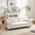 Tiziano Tufted 3-Seater Sofa – Ivory Linen Couch with Accent Pillows | Mid-Century Modern Sofa | Kinwell Furniture