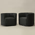Wilton Bouclé Swivel Barrel Chair - Black Petal Back Modern Swivel Chair | Swivel Accent Chairs | Kinwell Furniture | Swivel Armchairs