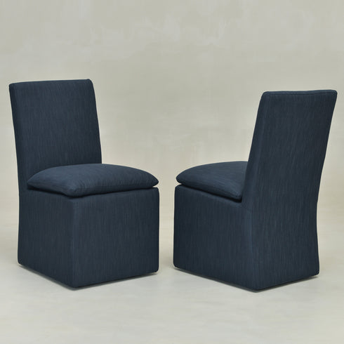 Diane Performance Dining Side Chair with Casters - High Back Dining Chair | Modern Upholstered Dining Chairs | Kinwell Furniture | Armless Chairs for Dining Room