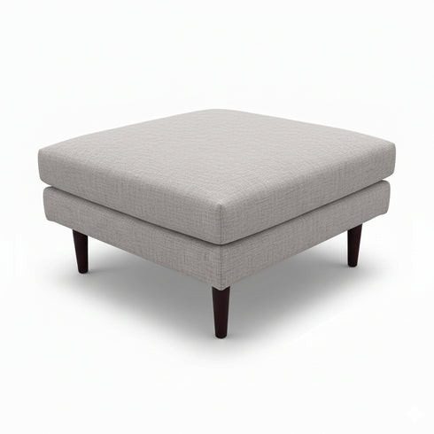 Albert Linen Blend Ottoman – Footrest & Pouf | Living Room Accent Seat | Kinwell Furniture | Contemporary Ottoman | Light Gray