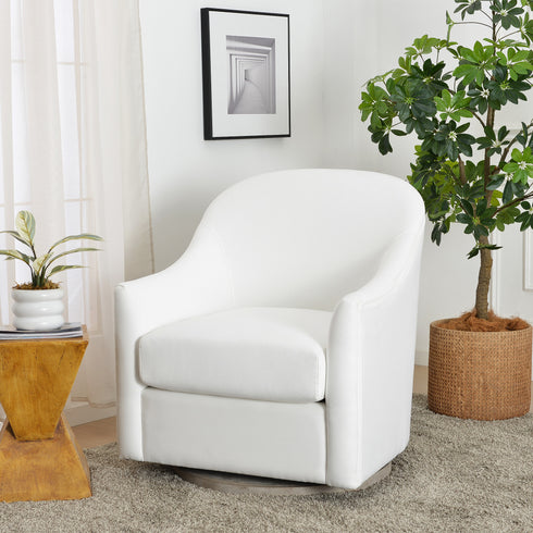 Ethel Swivel Nursery Glider - Pearl White Nursery Glider | Glider Chairs | Kinwell Furniture | Modern Nursing Chairs | Recliners & Rockers