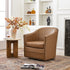 Lawton Faux Leather Tufted Swivel Chair – Camel Industrial Modern Swivel Chair | Faux Leather Office & Lounge Chair | Kinwell Furniture | High Back Chair