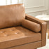 Tiziano Tufted 3-Seater Sofa – Camel Faux Leather Couch with Accent Pillows | Mid-Century Modern Sofa | Kinwell Furniture