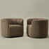 Wilton Bouclé Swivel Barrel Chair - Teddy Brown Petal Back Modern Swivel Chair | Swivel Accent Chairs | Kinwell Furniture | Swivel Armchairs
