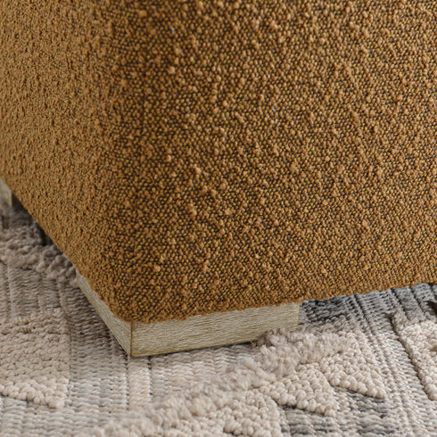 Bouclé Square Ottoman – Brown Modern Footstool | Small Upholstered Ottomans | Kinwell Furniture | Minimalist Cube Poufs