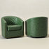Logan Faux Leather Tufted Swivel Club Chair - Green Modern Swivel Chair | Swivel Accent Chairs | Kinwell Furniture | Swivel Armchairs