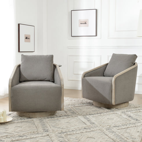 Barnett Swivel Barrel Chair - Slate Gray Modern Swivel Chair | Swivel Accent Chairs | Kinwell Furniture | Swivel Armchairs