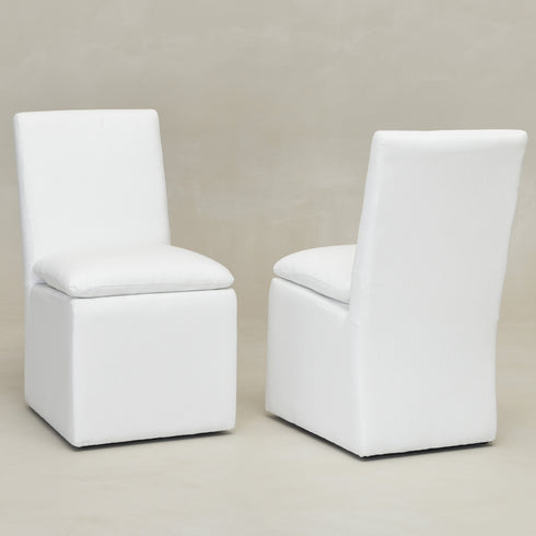 Diane Performance Dining Side Chair with Casters - High Back Dining Chair | Modern Upholstered Dining Chairs | Kinwell Furniture | Armless Chairs for Dining Room