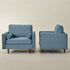 Tiziano Tufted Armchair – Blue Velvet Accent Chair with Pillows | Mid-Century Lounge Chair | Kinwell Furniture
