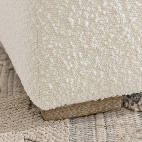 Bouclé Square Ottoman – White Modern Footstool | Small Upholstered Ottomans | Kinwell Furniture | Minimalist Cube Poufs