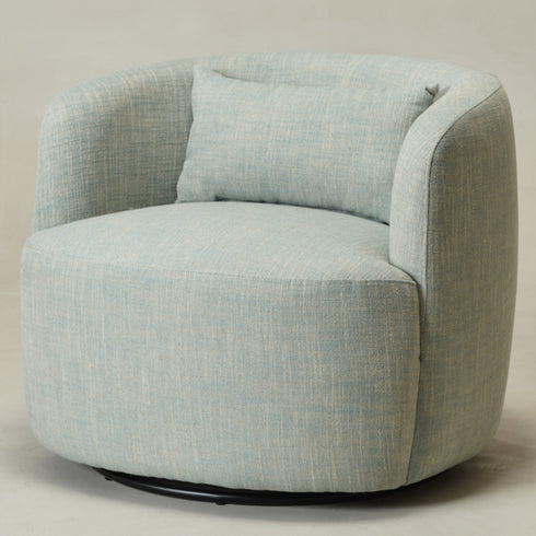 Ashlie Linen Swivel Barrel Chair - Light Green Modern Swivel Chair | Swivel Accent Chairs | Kinwell Furniture | Swivel Armchairs