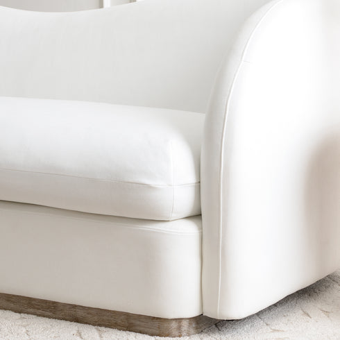 Samuel Premium Fabric Curved Sofa in White – 3 Seater Sofa | Three Seater Couch | Modern Curved Sofa | Kinwell Furniture