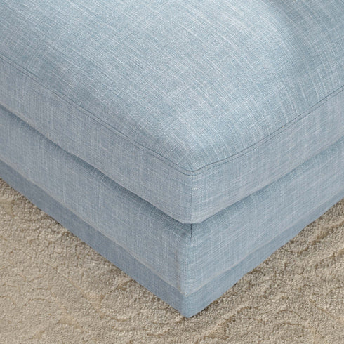 Linen Blend Down Feather Upholstered Accent Chair – Blue Modern Armless Slipper Chair | Soft Linen Blend Lounge Chair with Removable Cushions | Kinwell Furniture | Oversized Accent Chair