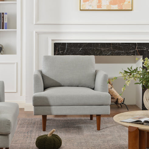 Upholstered Armchair – Gray Square Arm Accent Chair | Performance Fabric Armchair | Kinwell Furniture | Scandinavian, Timeless Design