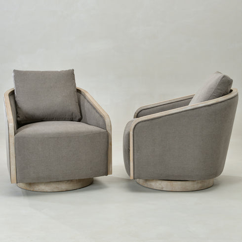 Barnett Swivel Barrel Chair - Slate Gray Modern Swivel Chair | Swivel Accent Chairs | Kinwell Furniture | Swivel Armchairs