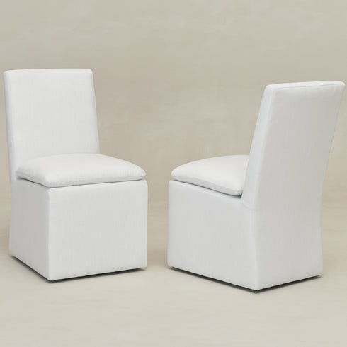 Diane Performance Dining Side Chair with Casters - High Back Dining Chair | Modern Upholstered Dining Chairs | Kinwell Furniture | Armless Chairs for Dining Room