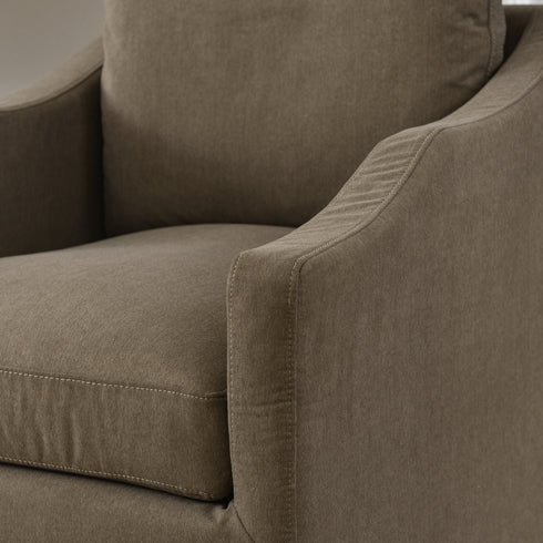 Charles Slipcover Swivel Barrel Chair – Brown Modern Swivel Chair | Slipcover Swivel Chairs | Kinwell Furniture | Swivel Armchairs