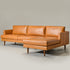 Samuel Tapered Arm Two-Piece Sectional – Leather Camel Chaise Sectional Sofa | 3-Seater Couch | Kinwell Furniture | Mid-Century Modern Design