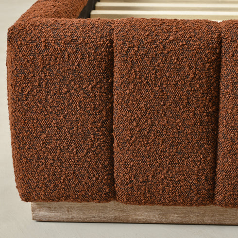 Agnes Bouclé Bed Frame with Headboard-White Modern Bed Frame | Platform Beds | Kinwell Furniture | Bedroom Bed Headboard