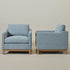 Goose Down Feathers Upholstered Armchair – Blue Square Arm Accent Chair | Plush Feather-Filled Chair | Kinwell Furniture | Cloud-Soft, Timeless Design