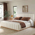 Agnes Linen Platform Bed - Beige / Gray Upholstered Bed | Queen & King Platform Beds | Kinwell Furniture | Modern Linen Bed Frames