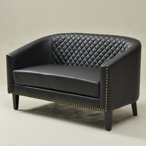 Logan Faux Leather Tufted Loveseat | Fabric Loveseat Couch | Kinwell Furniture | Modern Loveseats & Comfortable Loveseat Sofa Couches