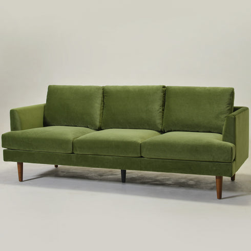 Green Upholstered Sofa – Albert Sofa Couch | 3-Seater Sofa | Kinwell Furniture | Mid-Century Modern, Timeless Design