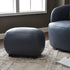 Elmer Faux Leather Ottoman – Round Navy Ottoman | Decorative Ottoman | Kinwell Furniture | Modern Faux Leather Furniture